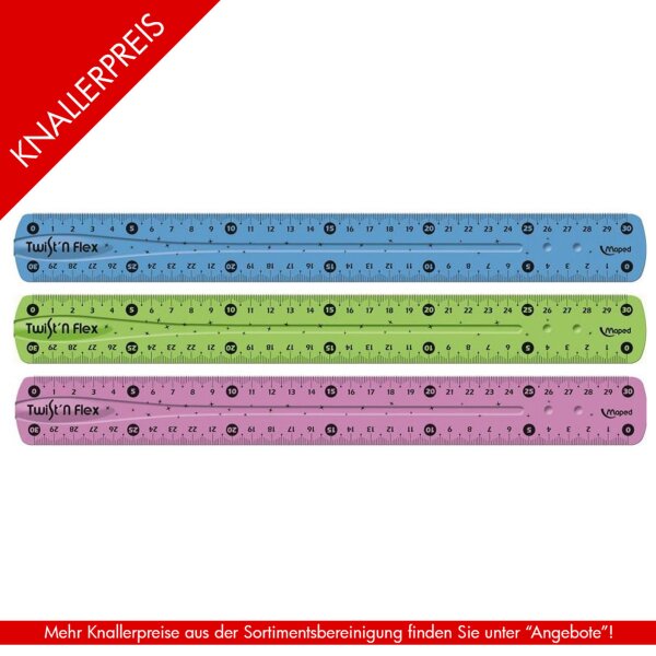 Lineal TWISTn FLEX 30 cm - Blister - farbig sortiert