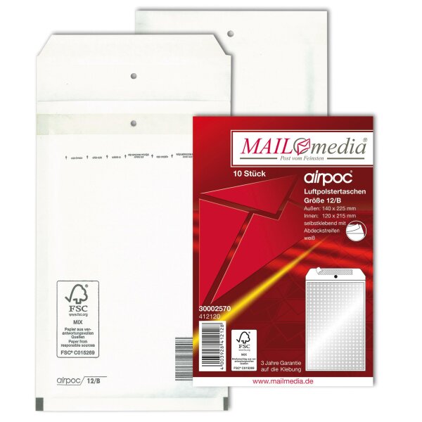 airpoc Luftpolstertaschen weiß B-12 - 10er Pack