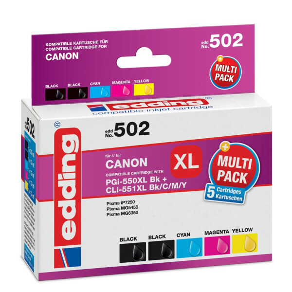 Druckerpatrone EDD-502 Canon PGI-550XL/CLI-551XL Multipack 5 - BK/C/M/Y - 1x 25 ml + 4x 13 ml
