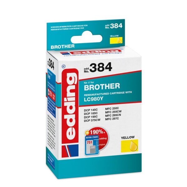 Druckerpatrone EDD-384 Brother LC980Y - Gelb - 9 ml