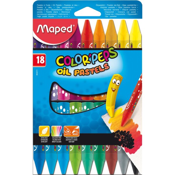 Ölpastelstift ColorPeps Oil Pastels, farbig sortiert, 18St in Blisterschachtel