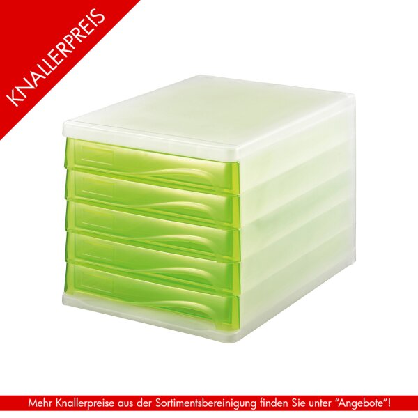 Schubladenbox the wave 5-Schübe Polysterol - grün...