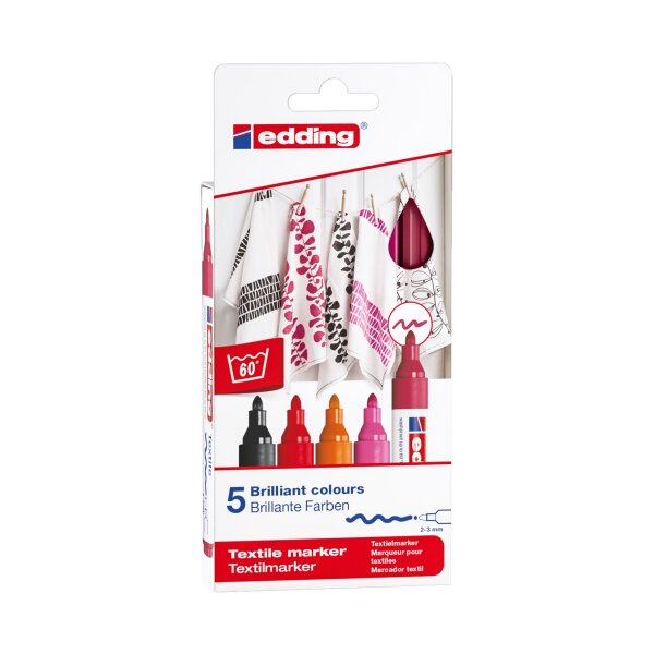 edding 4500/5er Set textile marker Rundspitze 2-3mm -...