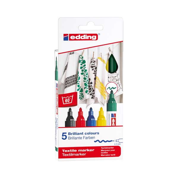 edding 4500/5er Set textile marker Rundspitze 2-3mm -...