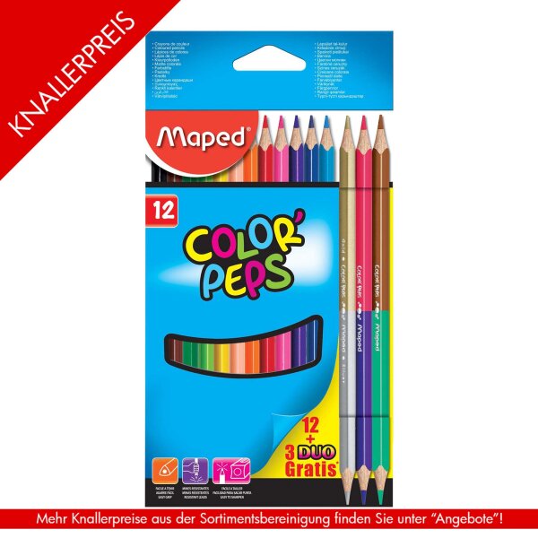 Buntstifte COLORPEPS x12 + 3 DUO - Blisterschachtel