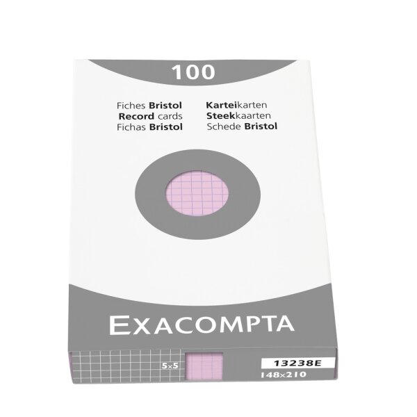 EXACOMPTA Karteikarten A5 kariert rosa 100 St. -...