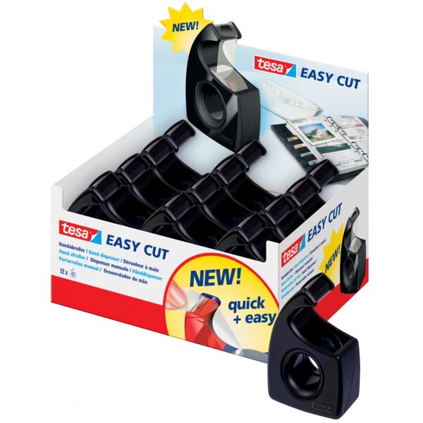 tesa Easy Cut Handabroller schwarz, leer bis 19mm x 10m