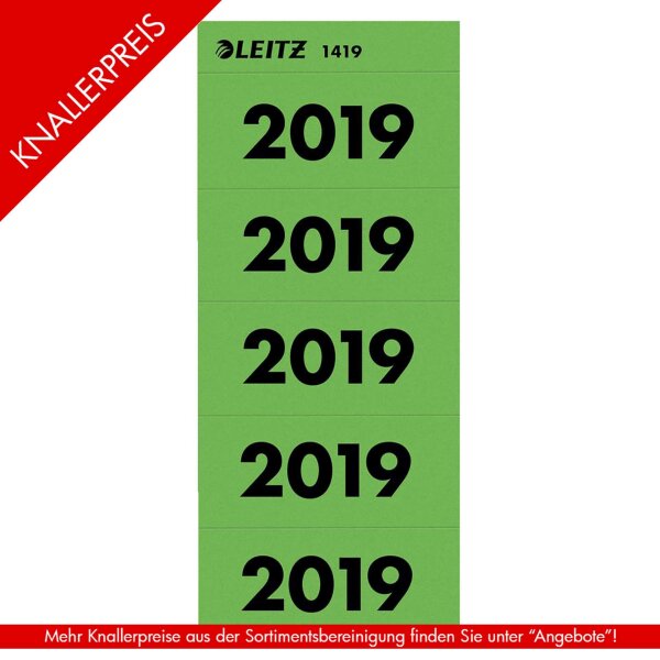 LEITZ Ordner-Inhaltsschild Jahreszahl 2019, grün