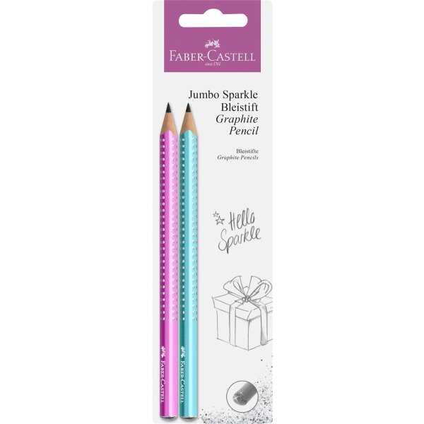 Bleistiftset Jumbo SPARKLE pink, türkis - B, auf Blisterkarte
