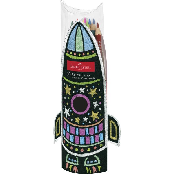 Buntstift Colour Grip Geschenkset "Rakete" je 5 Stifte Neon / Metallic