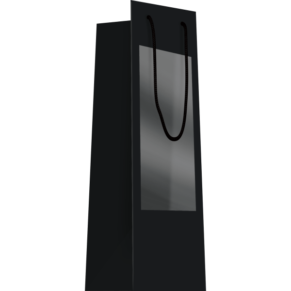 Flaschentasche 11x11x39 cm mit Kordel - UNI schwarz mit Sichtfenster