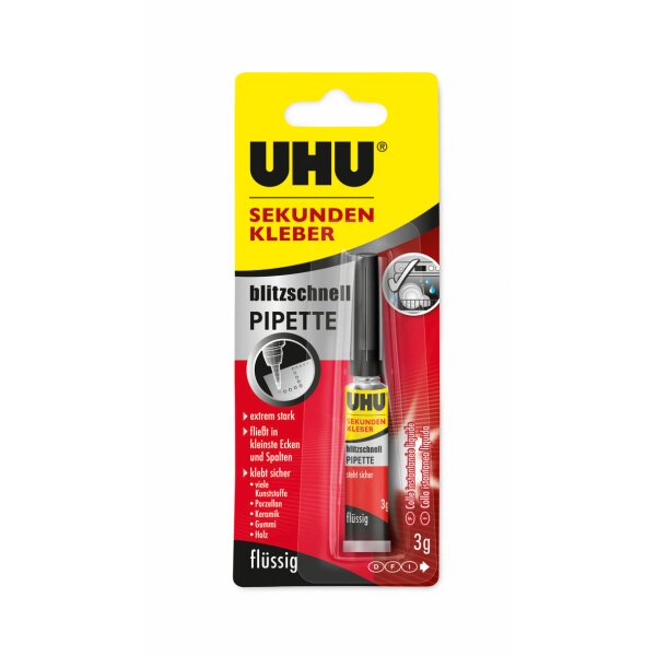 UHU Sekundenkleber blitzschnell PIPETTE flüssig - Tube 3g