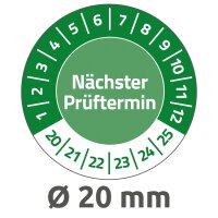 Pruefplaketten NaechsterPrueftermin 202 0-2025 Vinyl 20mm gr