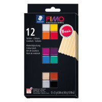 Modelliermasse FIMO prof "Basic Colours", 350 g, sortiert, 12 Halbblöcke a 25 g