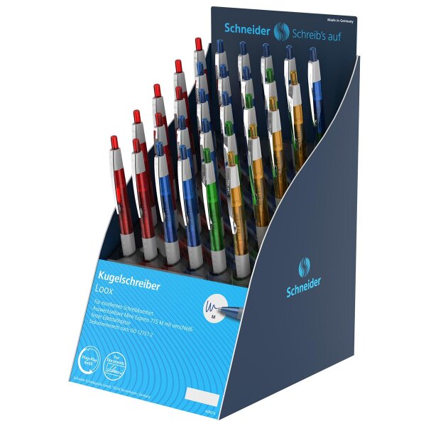 Kugelschreiber Loox transparent - 30er Display, farbig sortiert