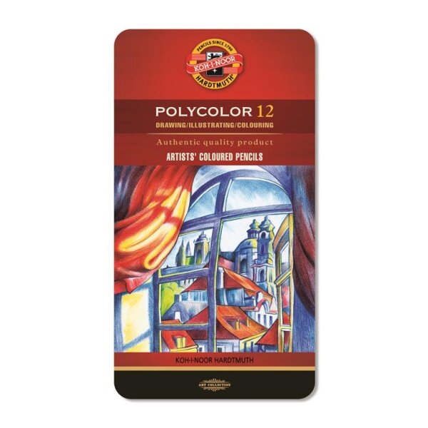 Polycolor- Künstlerfarbstifte 3,8mm Mine - 12er Metalletui
