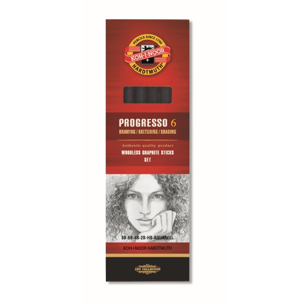 Progresso Aquarell Graphit- Vollminenstifte Set , 6er Set