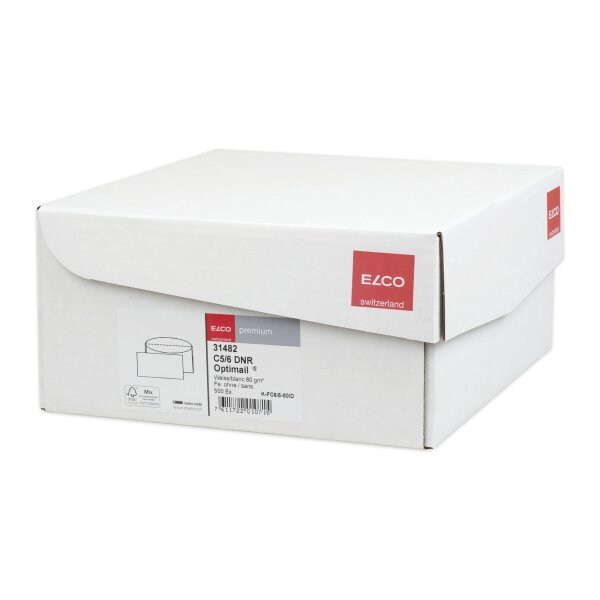 ELCO Premium Box mit Deckel und 500 Kuverts, Nassklebeverschluss C5/6 DL - weiss