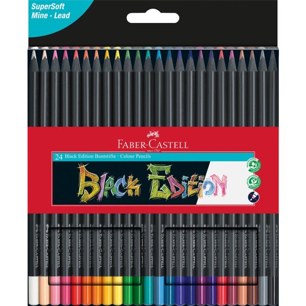 Black Edition Super Soft triangular coloured pencil - 24-pack cardboard box.