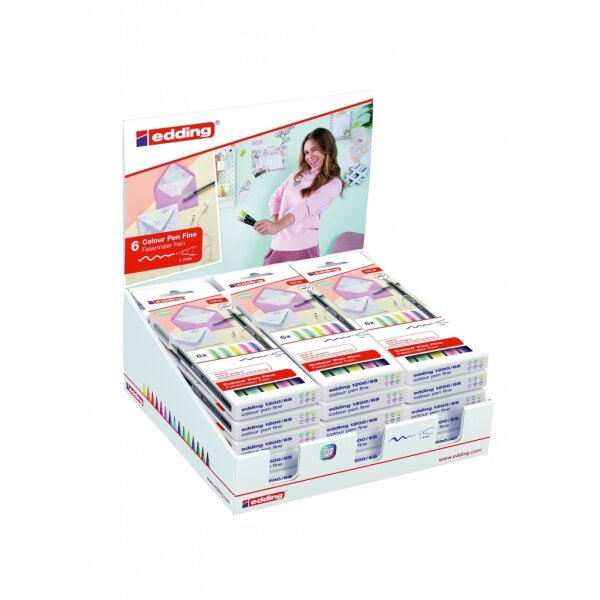edding 1200 Fasermaler pastell 6er Set - 18er Display 52.206