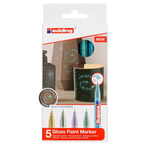 Gloss paint marker 780 CR bullet tip approx. 0,8mm - Set of 5, metallic special