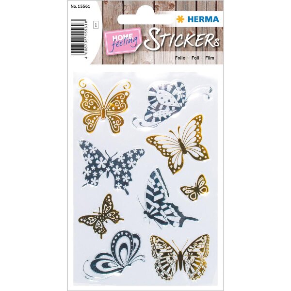 Schmuck-Etikett CREATIVE - Schmetterlinge gold und silber