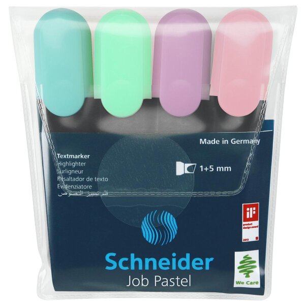 Textmarker Job Pastell - 4er Etui, farbig sortiert