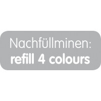 4-Farb-Druckkugelschreiber 4 Colours Velours, 0,4 mm, sort, Schachtel 12St