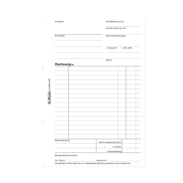 Rechnungsbuch 304, A5, 2x50 Blatt, mit Kohlepapier