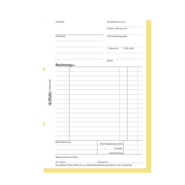 Rechnungsbuch 305, selbstdurchschreibend, A5 hoch, 2x40 Blatt