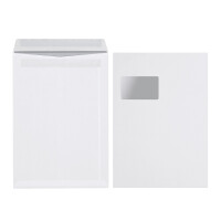 Versandtasche C4, mit Selbstklebung, Fenster, weiß, 90 g/qm, 250 Stück