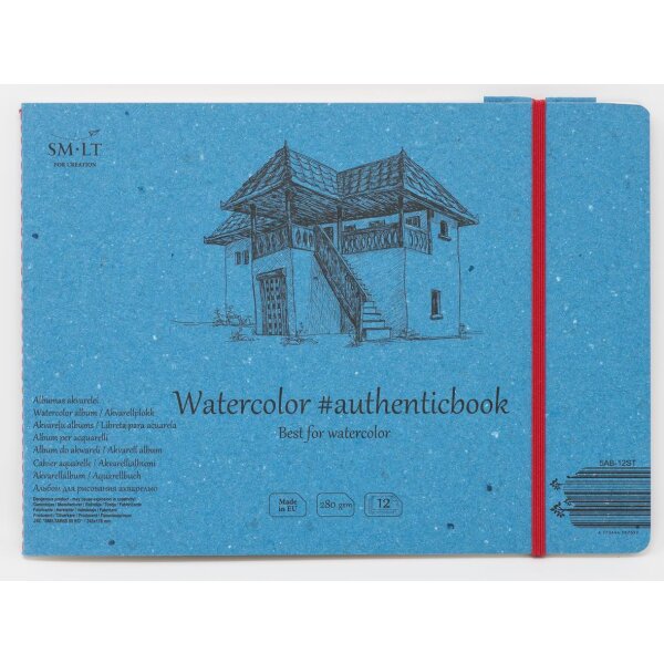 Skizzenheft Authentic 17x24 cm - weißes Aquarell Papier, 12 Blatt, 280 g/qm