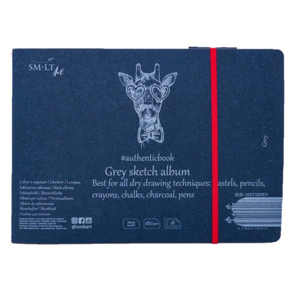 Skizzenheft Authentic 17x24 cm - grau, 18 Blatt, 180 g/m²