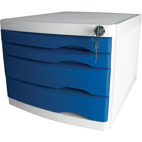 Schubladenbox the safe 4 Schübe, abschließbar - blau