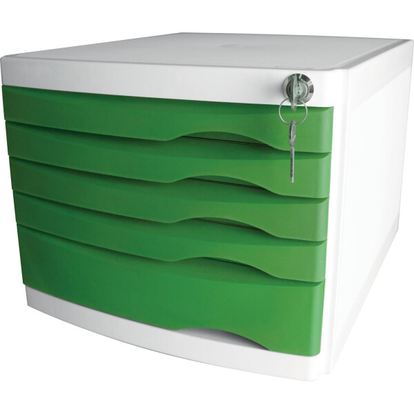 Schubladenbox the safe 5 Schübe, abschließbar - grün
