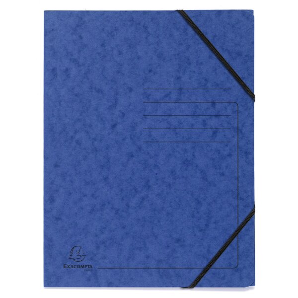 Eckspannmappe A4, ohne Klappen, bedruckt, 355g/qm - blau