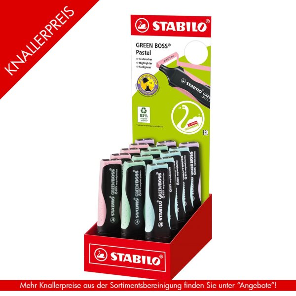 Textmarker GREEN BOSS® - 15er Display Pastellfarben