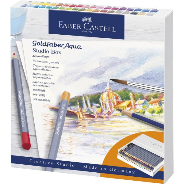 Aquarellstift Goldfaber Aqua - 38er Studiobox + 2 Goldfaber Bleistifte + 4 Haarpinsel