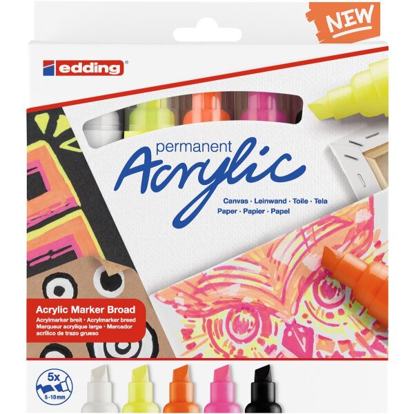 Acrylmarker 5000/5S breit, Keilspitze 5-10mm - 5er Etui...