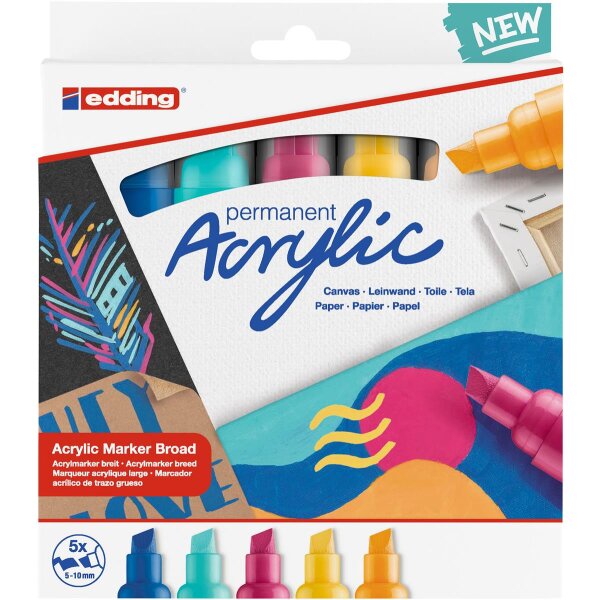 Acrylmarker 5000/5S breit, Keilspitze 5-10mm - 5er Etui...