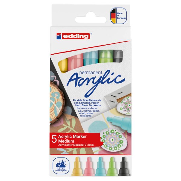 Acrylmarker 5100/5S mittel, Rundspitze 2-3mm - 5er Etui...