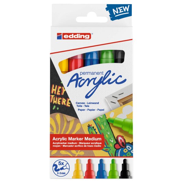 Acrylmarker 5100/5S mittel, Rundspitze 2-3mm - 5er Etui...