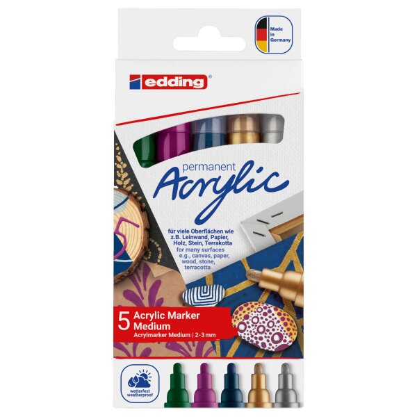 Acrylmarker 5100/5S mittel, Rundspitze 2-3mm - 5er Etui...