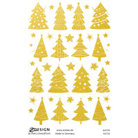 CHR transp. Sticker Baum +Stern gold, Inhalt: 1 Bogen, gold