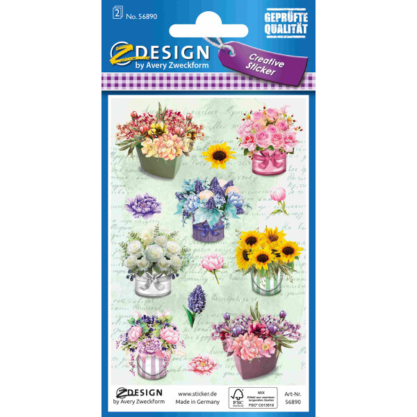 CRE Sticker Blumen Papier, Inhalt: 2 Bogen