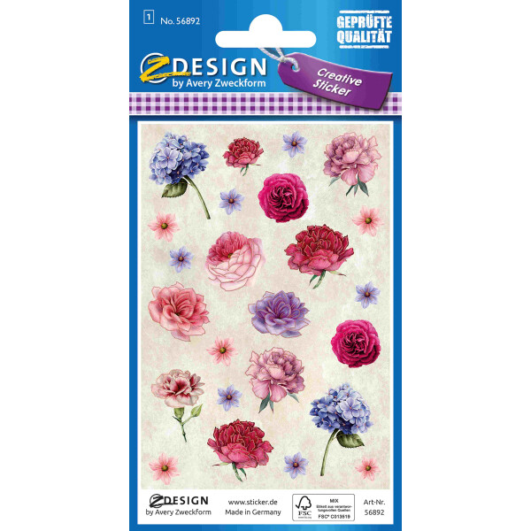 CRE Sticker Blumen Papier gepr., Inhalt: 1 Bogen