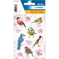 Schmuck-Etikett DECOR - Heimatvögel - bunte Papiersticker
