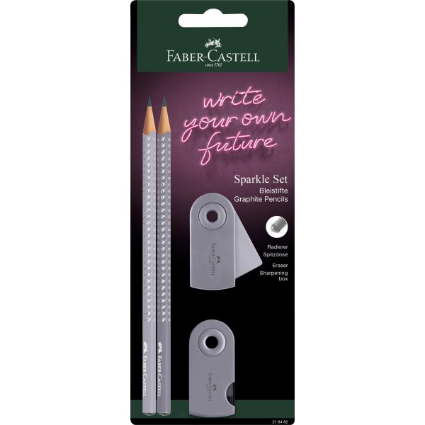 Bleistiftset SPARKLE - 2x Bleistifte dapple gray, je 1x Sleeve Mini, Spitzer dapple gray