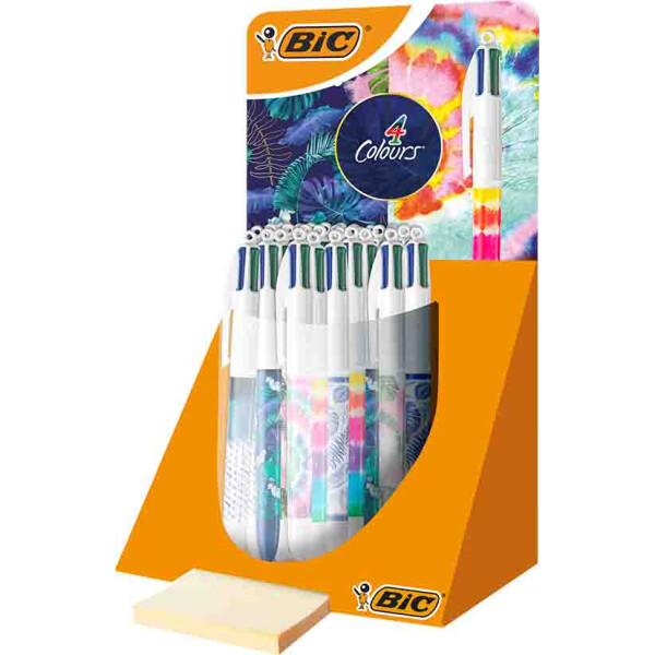 4-Farb-Druckkugelschreiber BIC 4 Colours Messages, 0,4 mm, Tubo-Display à 30St