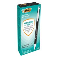 BIC ANTIMICROBIAL TECH Clic Stic schwarz – Druckkugelschreiber mit antibakterieller Wirkung, 20er Box